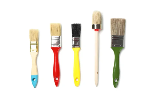 Different Paint Brushes Isolated White Background — Stock Photo, Image