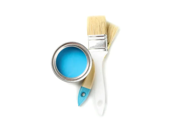 Paint Can Brushes Isolated White Background — Stock Photo, Image