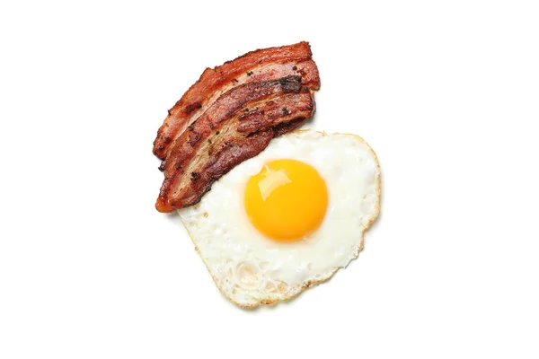 Вкусные Жареные Яйца Бекон Изолированы Белом Фоне — стоковое фото