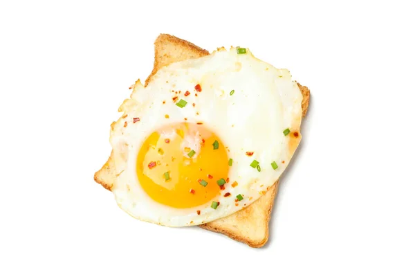 Toast Bread Fried Egg Isolated White Background — Stock Photo, Image