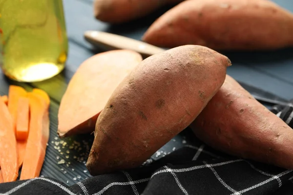 Sweet Potato Ingredients Wooden Background Close — Stock Photo, Image