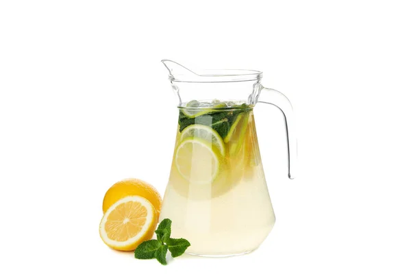 Glaskrug Limonade Isoliert Auf Weißem Hintergrund — Stockfoto