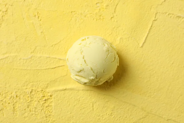 Ice Cream Ball Yellow Background Close — Stock Photo, Image