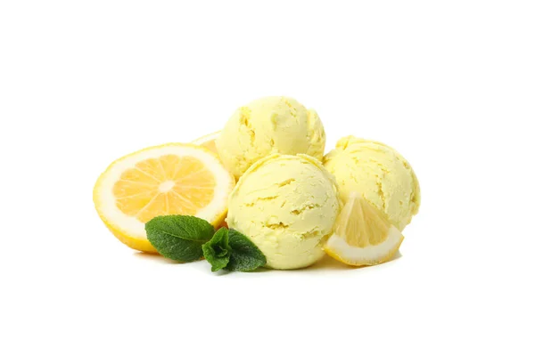 Dondurma Limon Dilimleri Beyaz Arka Planda Izole Edilmiş Nane Şekeri — Stok fotoğraf