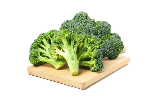 Board Broccoli Isolated White Background Fresh Vegetable — Stock Photo, Image