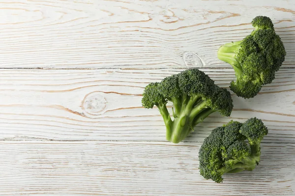 Broccoli Wooden Background Top View Healthy Food — Stock Photo, Image