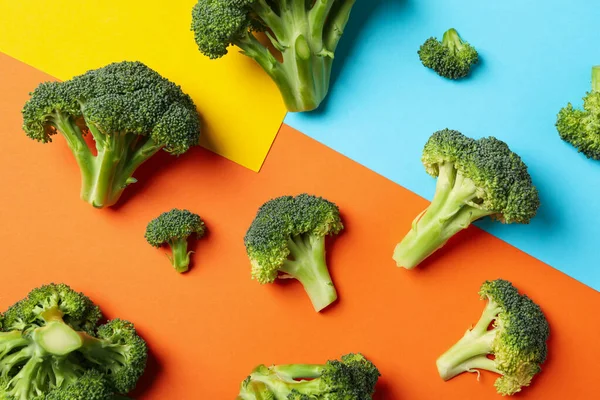 Broccoli Multicolor Background Top View Healthy Food — Stock Photo, Image