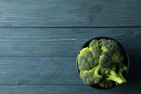 Bowl Broccoli Wooden Background Top View Healthy Food — Stock Photo, Image