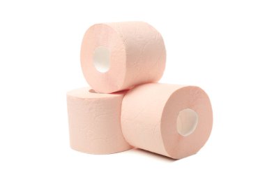 Beyaz arkaplanda izole edilmiş tuvalet kağıdı grubu