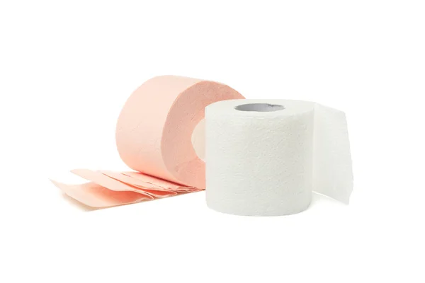 Role Toaletního Papíru Izolované Bílém Pozadí — Stock fotografie