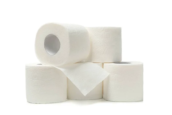 Beyaz Arkaplanda Izole Edilmiş Tuvalet Kağıdı Grubu — Stok fotoğraf
