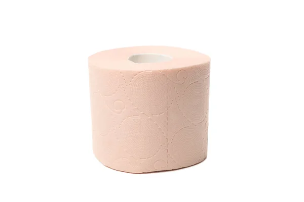 Single Toalettpapper Isolerad Vit Bakgrund — Stockfoto