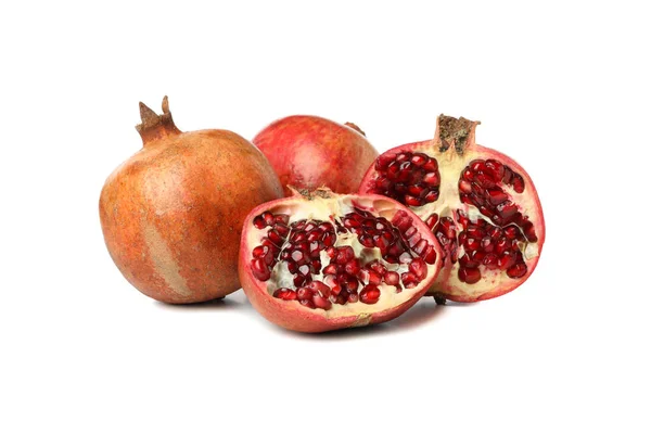 Grupp Granatäpple Isolerad Vit Bakgrund Saft Frukt — Stockfoto