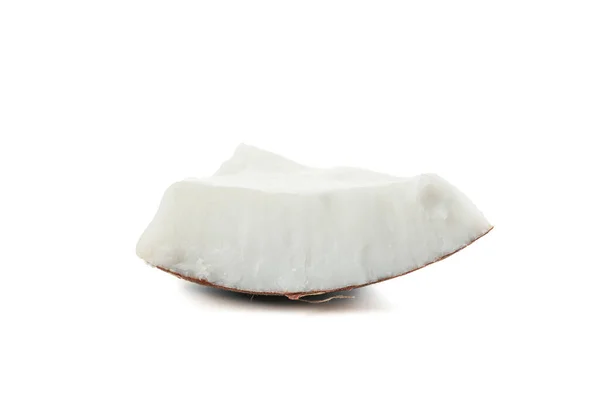 Kokosový Kus Izolovaný Bílém Pozadí Tropické Ovoce — Stock fotografie