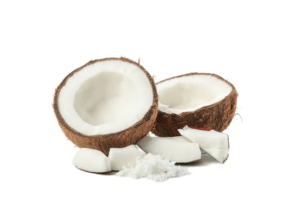 Skupina Kokosových Ořechů Izolovaných Bílém Pozadí Tropické Ovoce — Stock fotografie