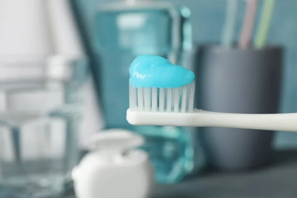 Toothbrush Toothpaste Background Dental Care Tools Close — Stock Photo, Image