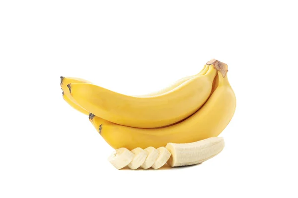 香蕉集群在白色背景上被隔离 新鲜水果 — 图库照片
