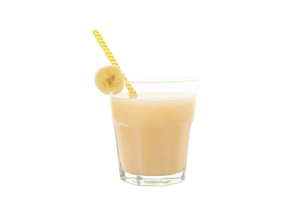 香蕉汁在白色背景上分离 新鲜水果 — 图库照片