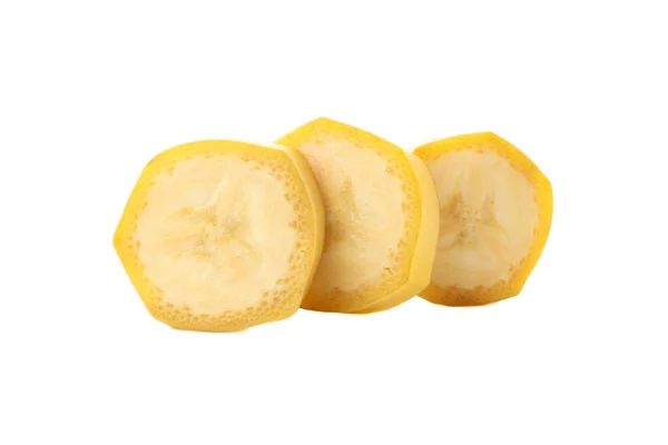 Bananenschijfjes Geïsoleerd Witte Achtergrond Vers Fruit — Stockfoto