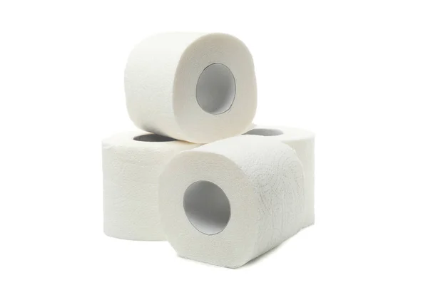 Beyaz Arkaplanda Izole Edilmiş Tuvalet Kağıdı Grubu — Stok fotoğraf