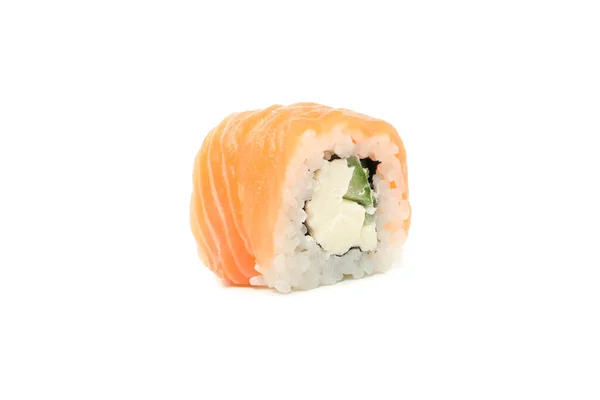 Delicioso Rolo Sushi Isolado Fundo Branco — Fotografia de Stock