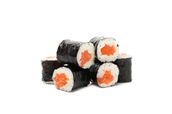 Japanisches Essen Leckere Sushi Rollen Isoliert Auf Weißem Hintergrund — Stockfoto