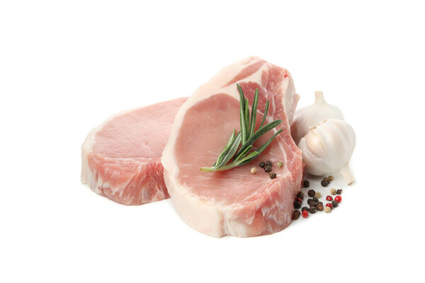 Raw meat for steak isolated on white background