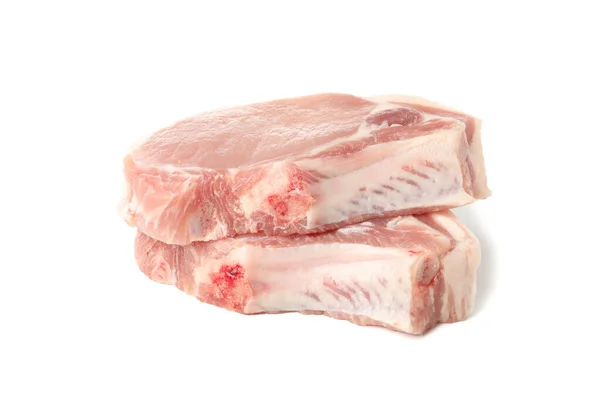 Rohes Fleisch Für Steak Isoliert Auf Weißem Hintergrund — Stockfoto