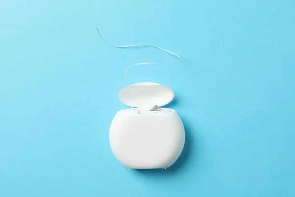 Dental Floss Blue Background Space Text — Stock Photo, Image