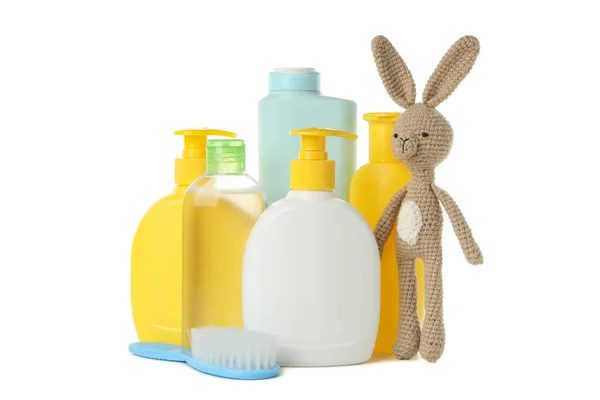 Accesorios Higiene Para Bebés Aislados Sobre Fondo Blanco — Foto de Stock
