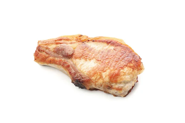 Steak Porc Frit Isolé Sur Fond Blanc Nourriture Grillée — Photo
