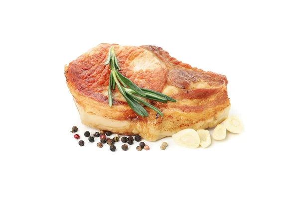 Steak Porc Frit Isolé Sur Fond Blanc Nourriture Grillée — Photo