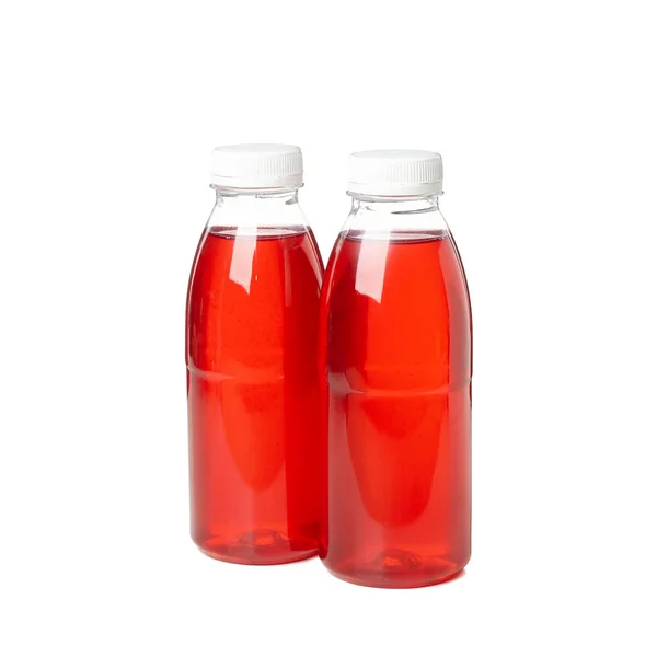 Tomma Flaska Med Juice Isolerad Vit Bakgrund Livsmedelsförsörjning — Stockfoto