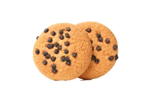 Lekkere Chocolade Chip Koekjes Geïsoleerd Witte Achtergrond — Stockfoto