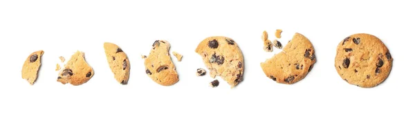 Ízletes Csokoládé Chip Cookie Elszigetelt Fehér Alapon — Stock Fotó
