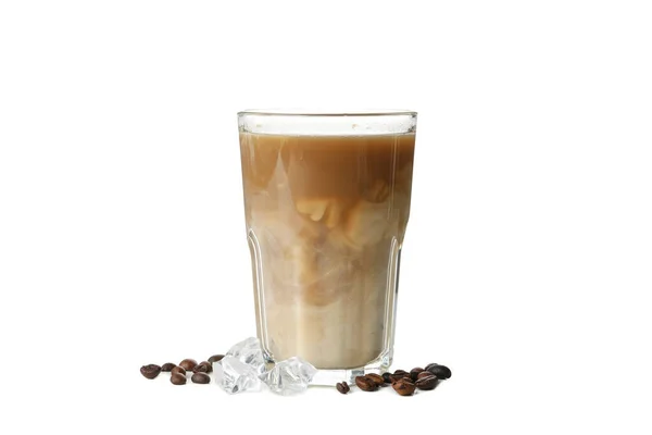 Glas Eiskaffee Isoliert Auf Weißem Hintergrund — Stockfoto