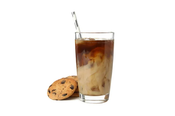 Glas Eiskaffee Isoliert Auf Weißem Hintergrund — Stockfoto