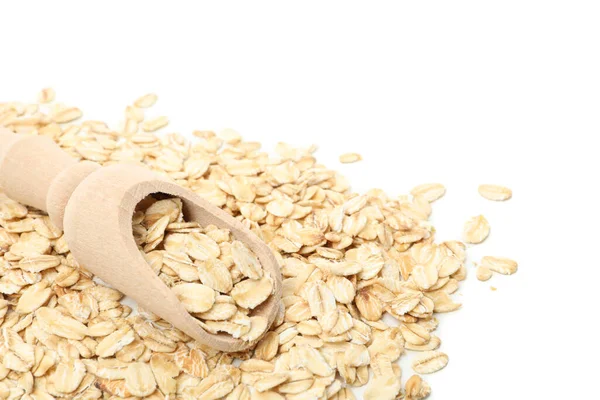 Scoop Con Copos Avena Aislados Sobre Fondo Blanco — Foto de Stock