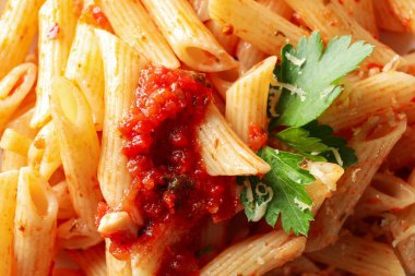 Tüm arka planda lezzetli makarna dokusu, kapat.