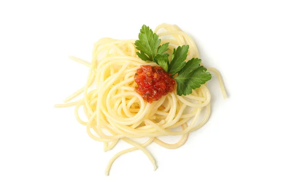 Smaczny Makaron Izolowany Białym Tle Żywność Spaghetti — Zdjęcie stockowe