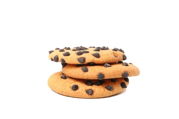 Tasty Chocolate Chip Cookies Isolated White Background — Stock Photo, Image
