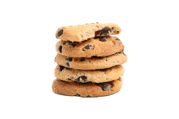 Pile Tasty Cookies Isolated White Background — Stock Photo, Image