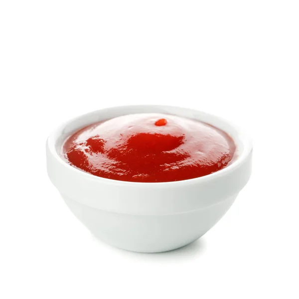 Cuenco Salsa Tomate Aislado Sobre Fondo Blanco — Foto de Stock