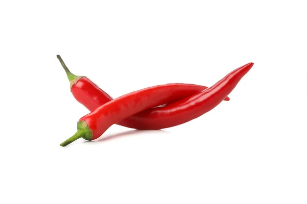 Ízletes Piros Chili Paprika Elszigetelt Fehér Alapon — Stock Fotó