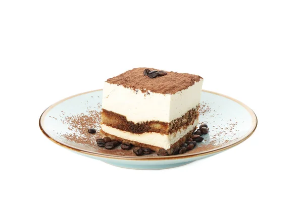 Doce Tiramisu Isolado Sobre Fundo Branco Sobremesa Saborosa — Fotografia de Stock