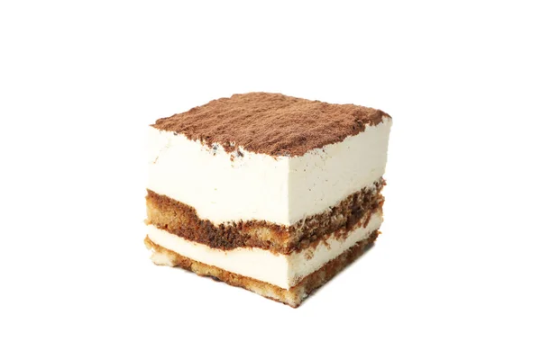 Doce Tiramisu Isolado Sobre Fundo Branco Sobremesa Saborosa — Fotografia de Stock