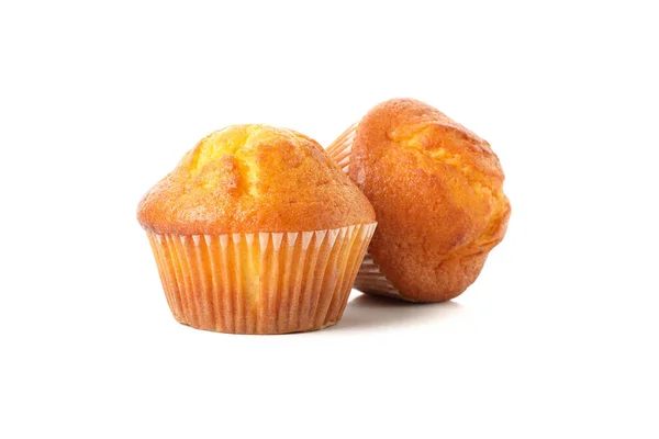 Heerlijke Smakelijke Muffins Geïsoleerd Witte Achtergrond — Stockfoto