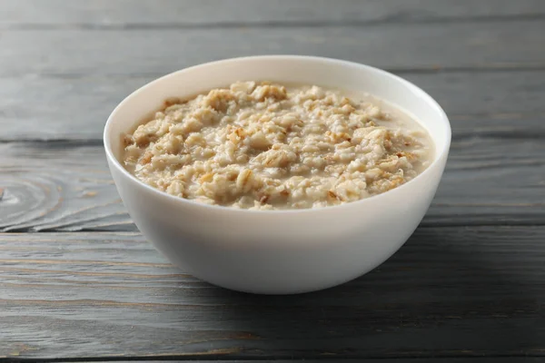 Bowl Oatmeal Porridge Wooden Background — Stock Photo, Image