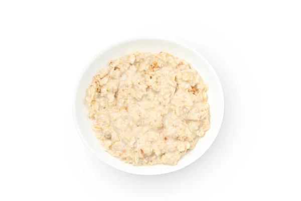 Plate Cooked Oatmeal Isolated White Background — Stock Photo, Image