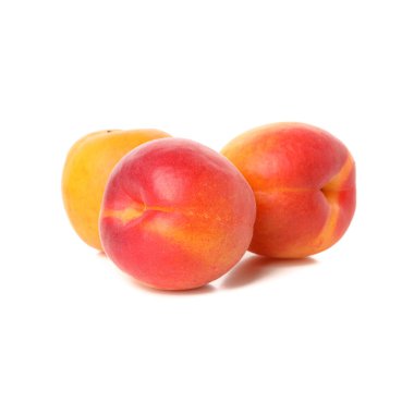 Beyaz arka planda izole edilmiş taze kayısılar.